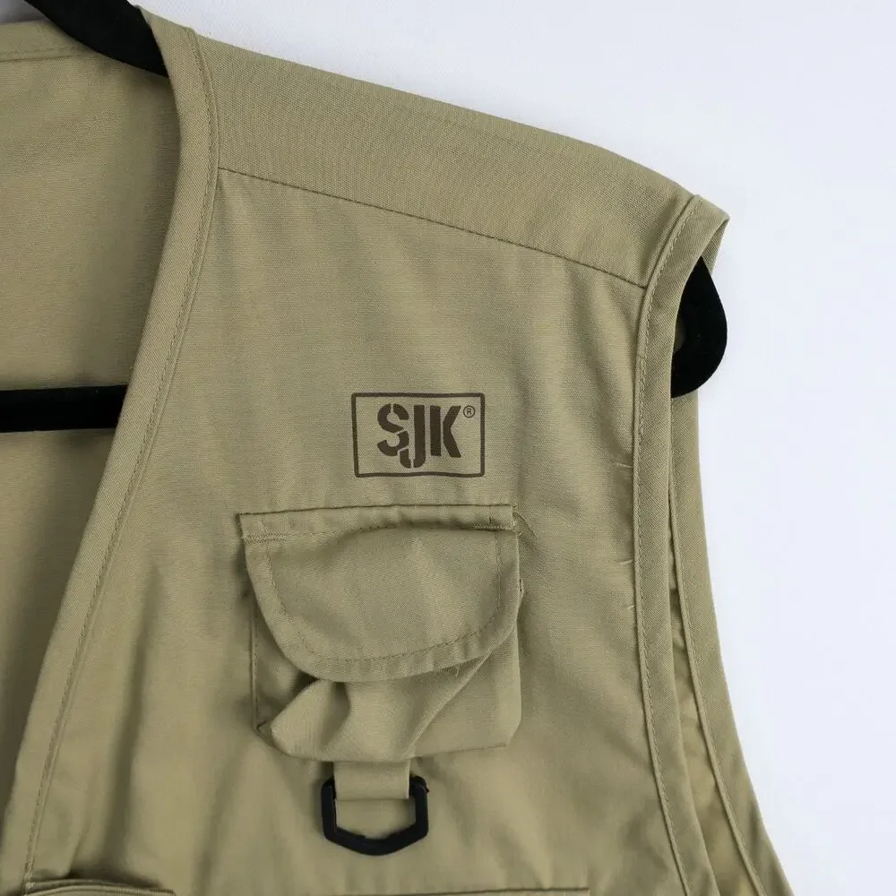 Fly Fishing Utility Vest Men's XL Khaki Multi Pocket Outdoor SJK NWOT